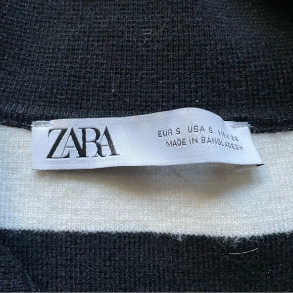 Zara Women’s Small Cropped Black  and White Polo Collar Shirt - Picture 5 of 8